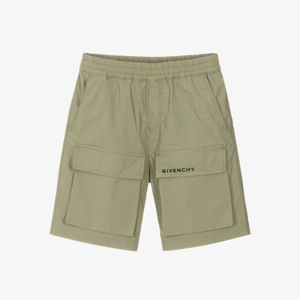 Givenchy-Шорты карго из оливкового поплина для мальчиков | Childrensalon Outlet