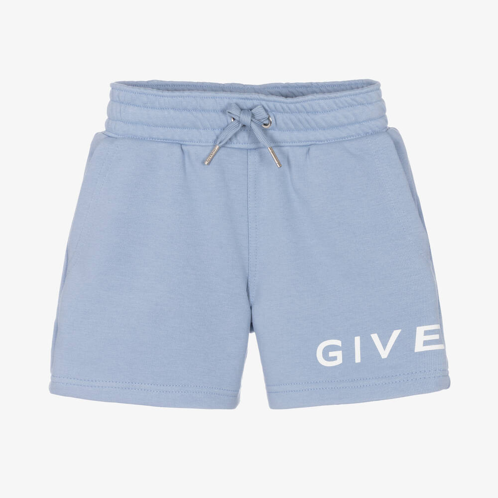 Givenchy - Голубые шорты из джерси с белым логотипом | Childrensalon