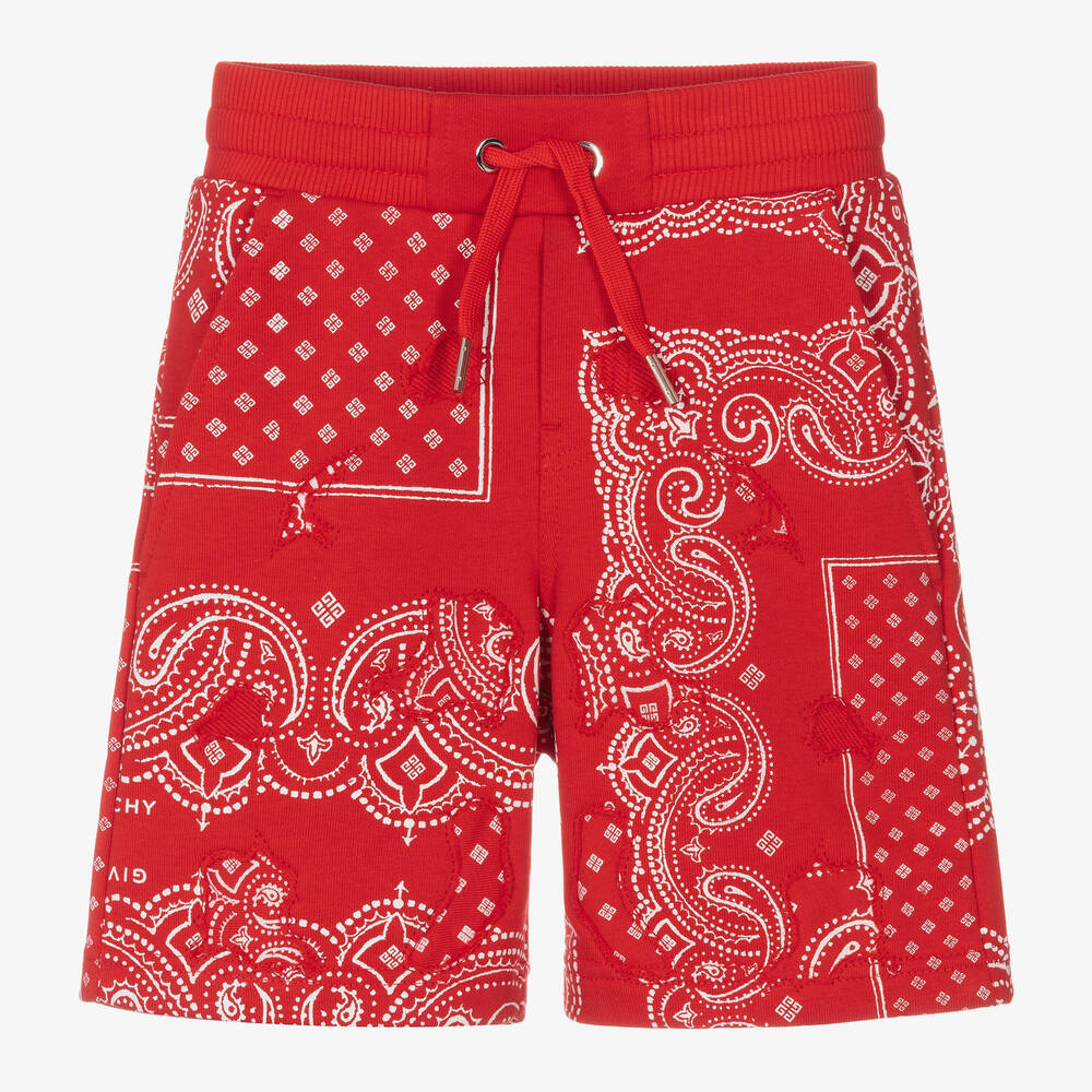 Givenchy - Красные шорты с принтом Bandana для мальчиков | Childrensalon