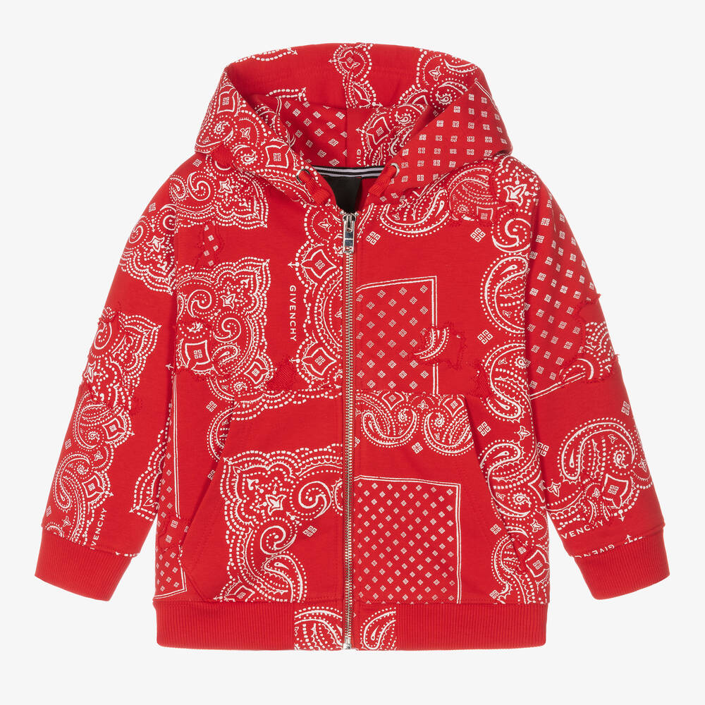 Givenchy - Boys Red Bandana Zip-Up Top | Childrensalon