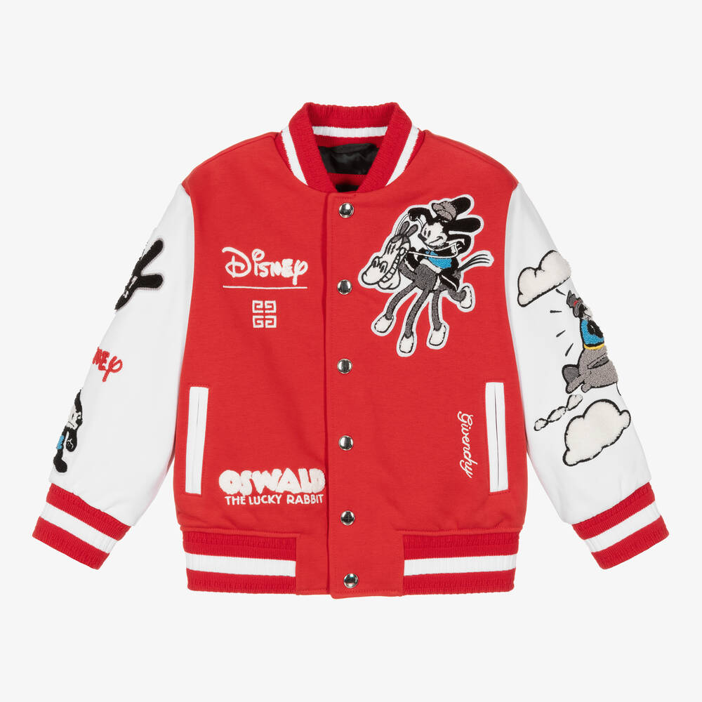 Givenchy - Boys Red Cotton Disney Baseball Jacket | Childrensalon