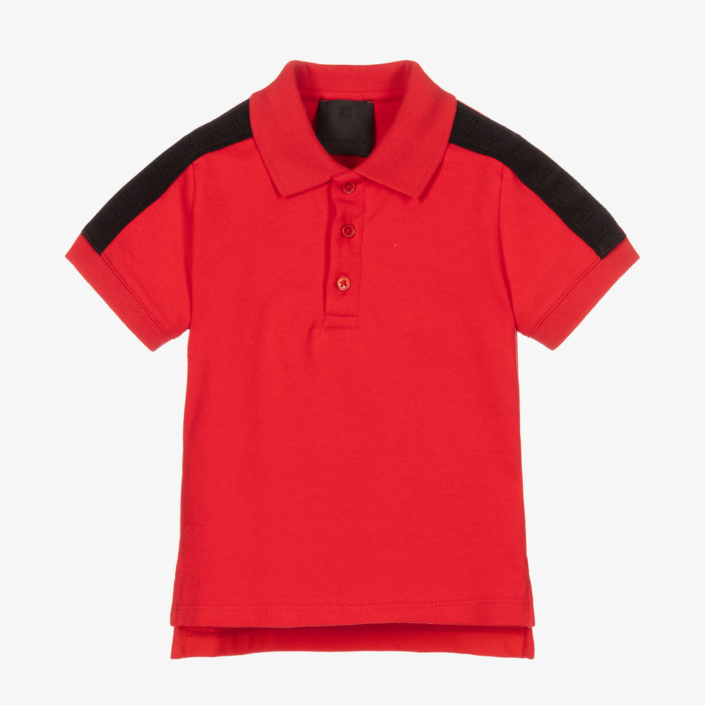 Givenchy - Boys Red Logo Polo Shirt | Childrensalon