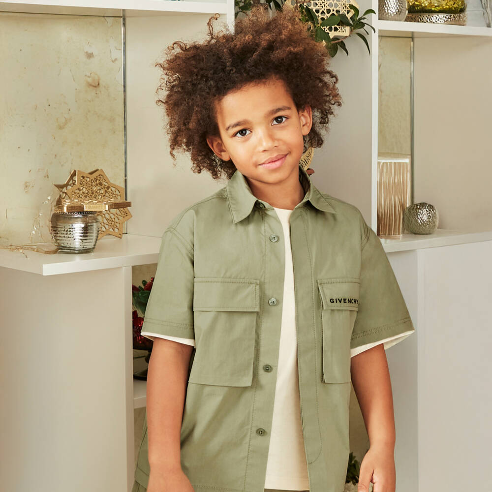 Givenchy-Boys Relaxed Fit Green Cotton Top | Childrensalon Outlet
