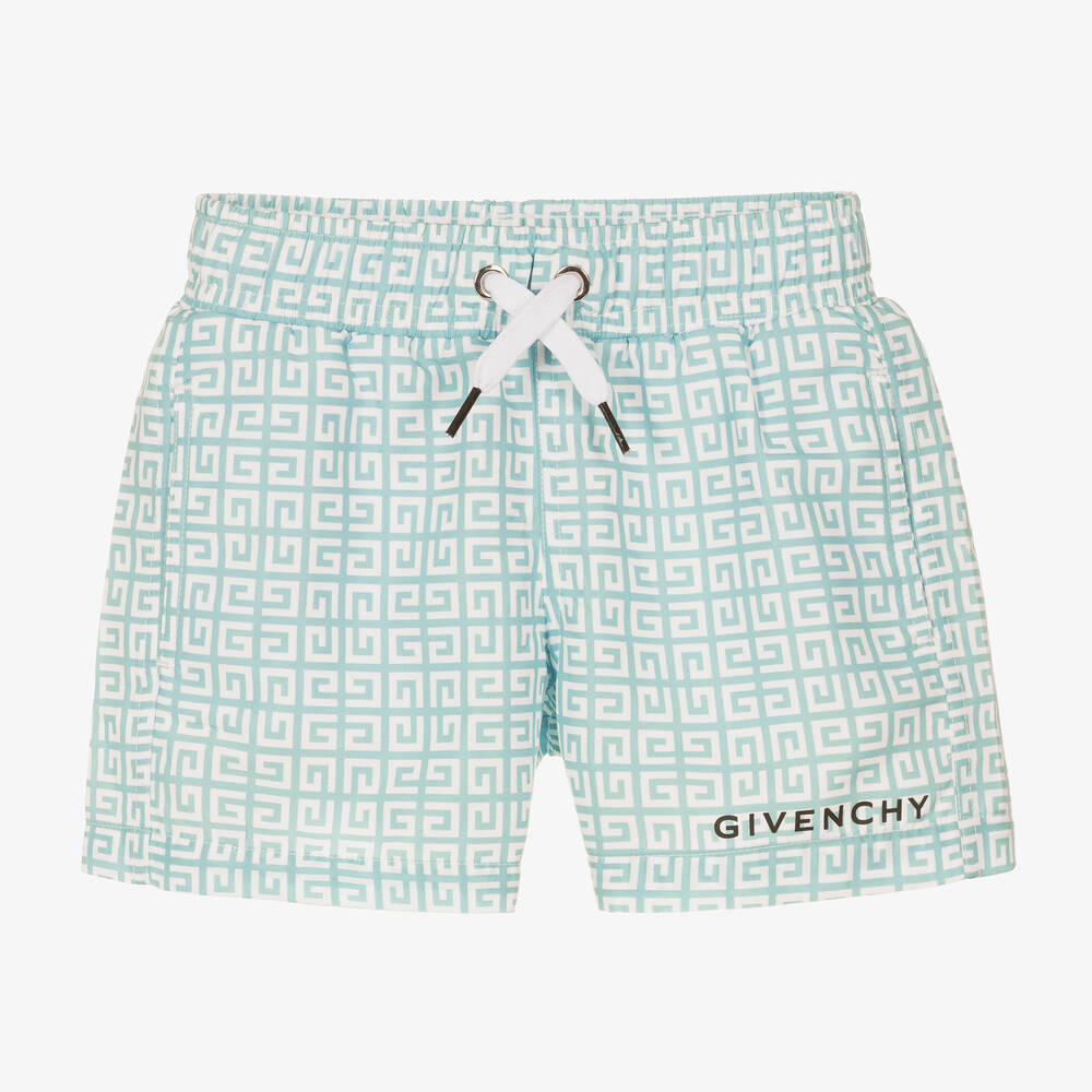 Givenchy - Boys Sage Green 4G Swim Shorts | Childrensalon