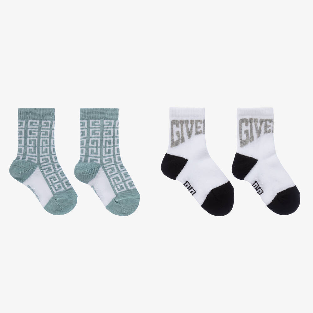 Givenchy - Зеленые и белые носки (2пары) | Childrensalon