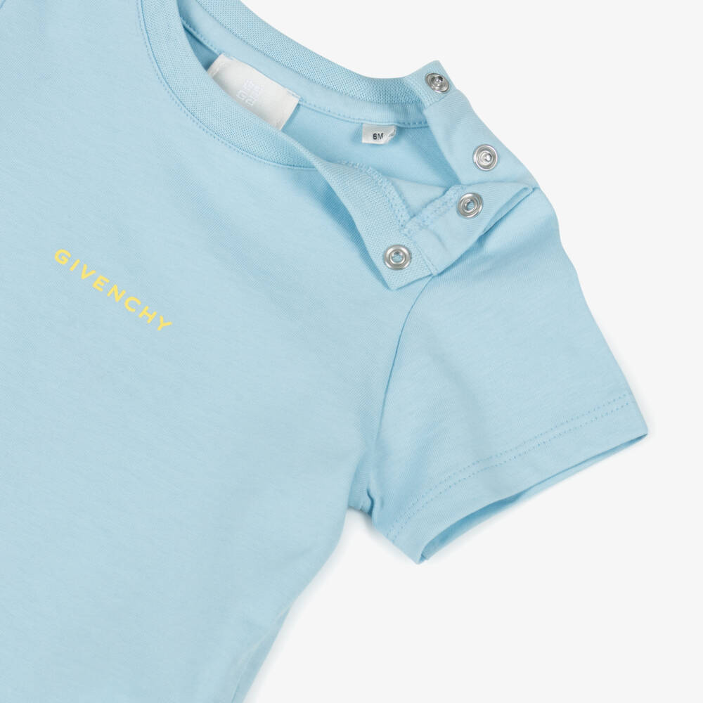 Givenchy-Boys Soft Blue Logo Tee | Childrensalon Outlet