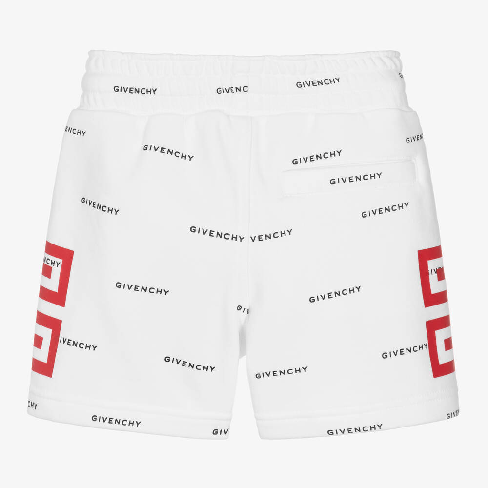 Givenchy-Boys White 4G Cotton Shorts | Childrensalon Outlet