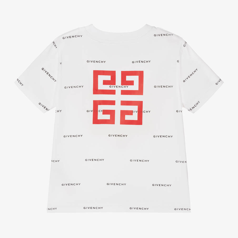 Givenchy Boys White 4G Cotton T Shirt Childrensalon Outlet