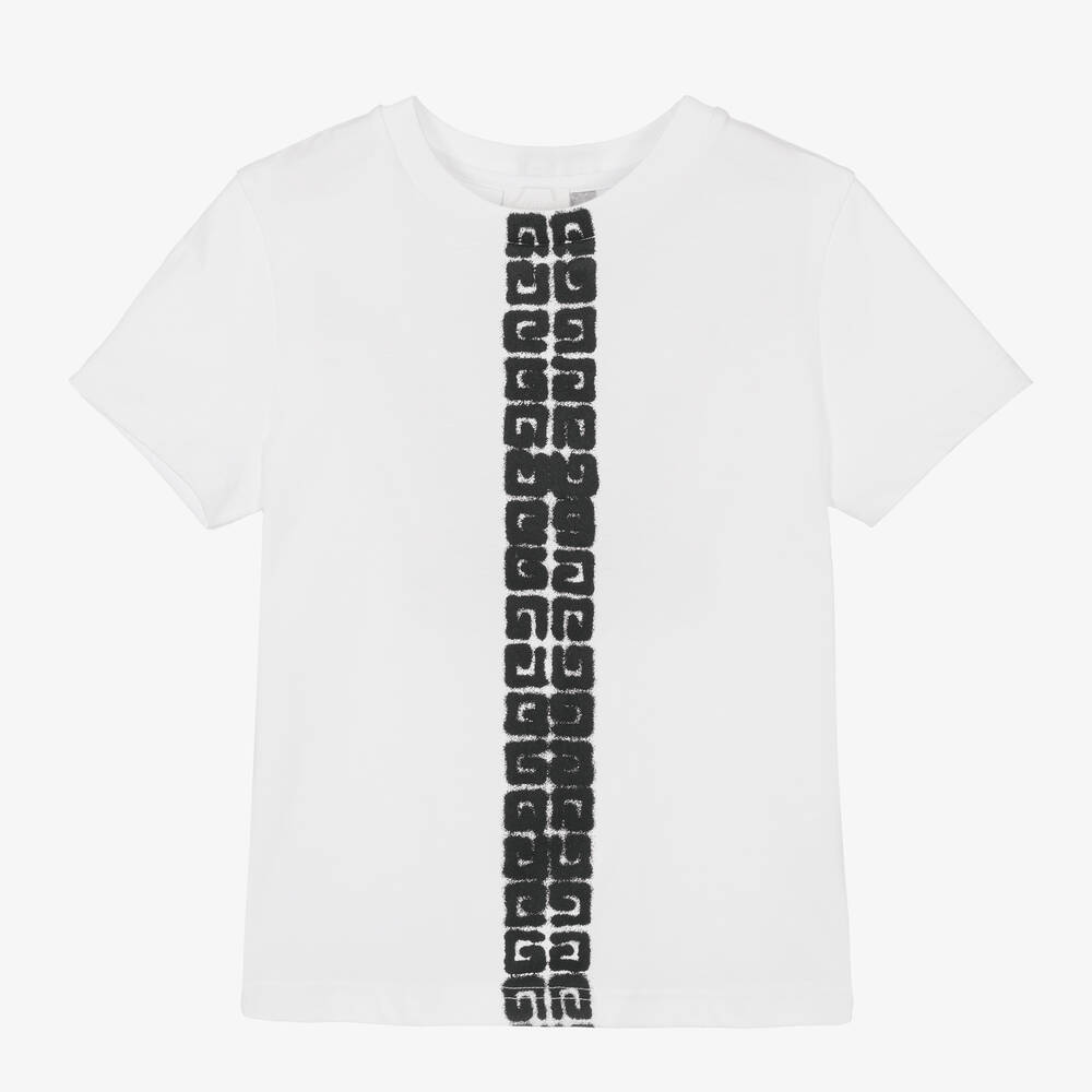 Givenchy - Boys White 4G Logo Print T-Shirt | Childrensalon