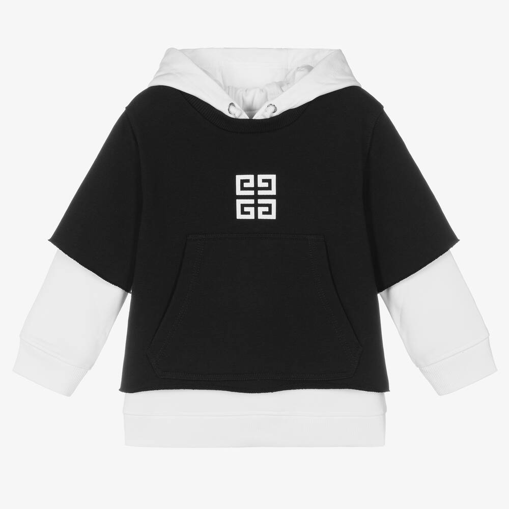 Givenchy - Boys White & Black Layered Hoodie | Childrensalon