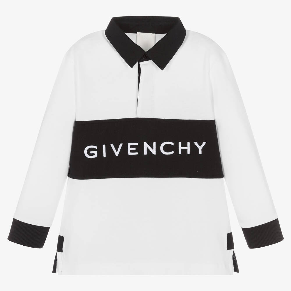 Givenchy - Polo de rugby blanc et noir garçon | Childrensalon