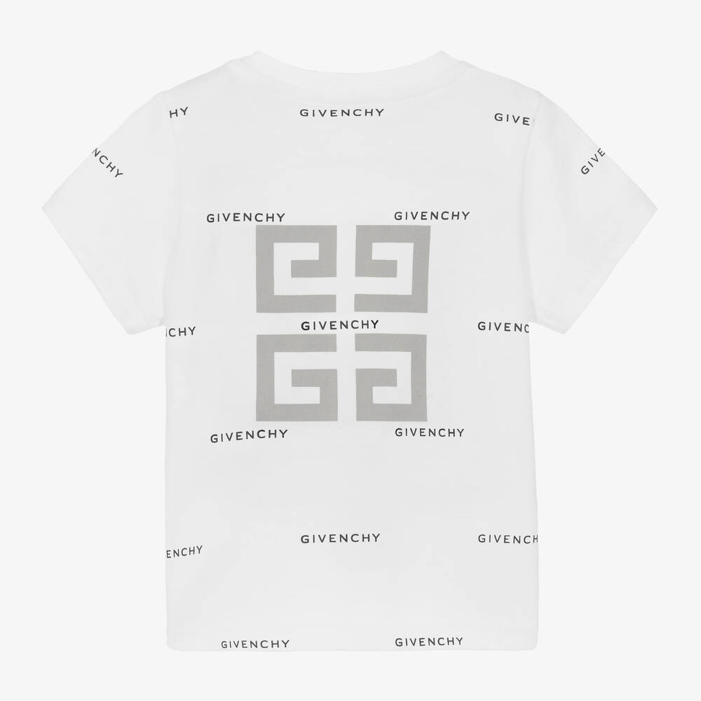 Givenchy-Boys White Cotton 4G logo print T-Shirt | Childrensalon Outlet