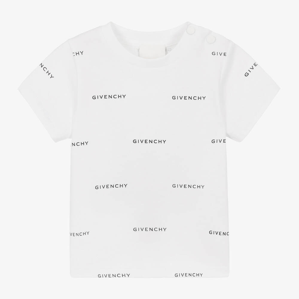 Givenchy-Boys White Cotton 4G logo print T-Shirt | Childrensalon Outlet