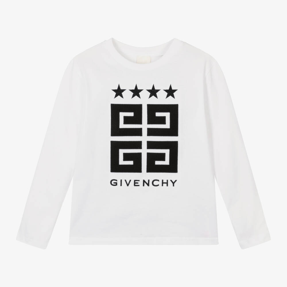Givenchy-Boys White Cotton Graphic Tee | Childrensalon Outlet