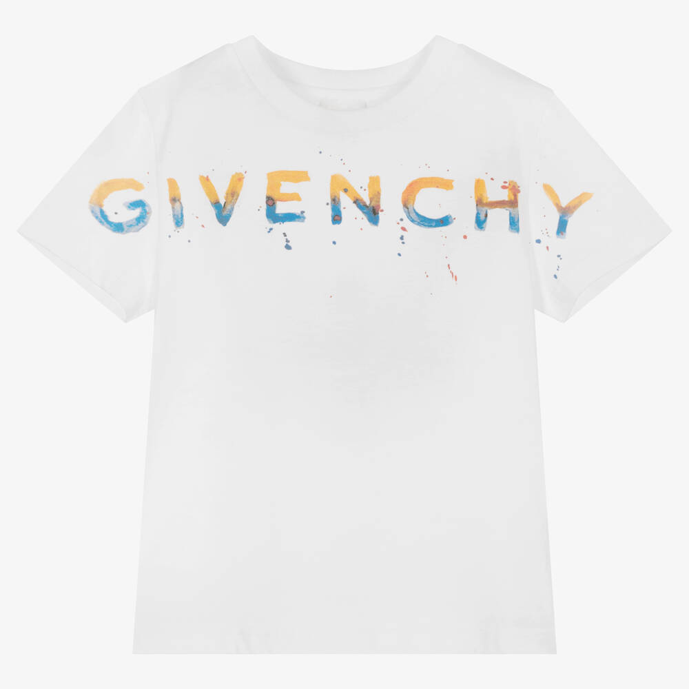 Givenchy - Boys White Cotton Logo T-shirt | Childrensalon
