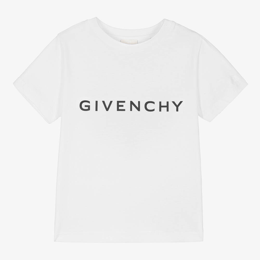 Givenchy - Boys White Cotton Logo T-Shirt | Childrensalon