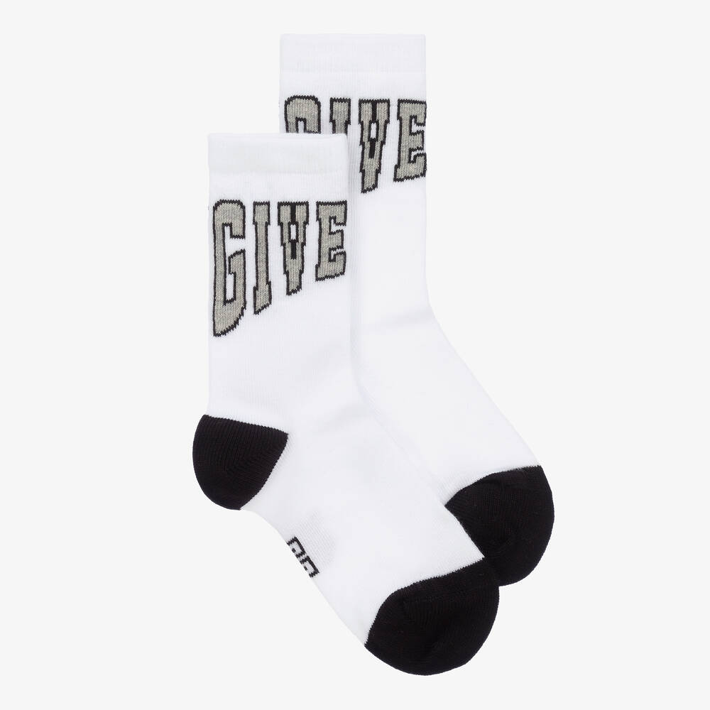 Givenchy - Boys White Cotton Varsity Ankle Socks | Childrensalon