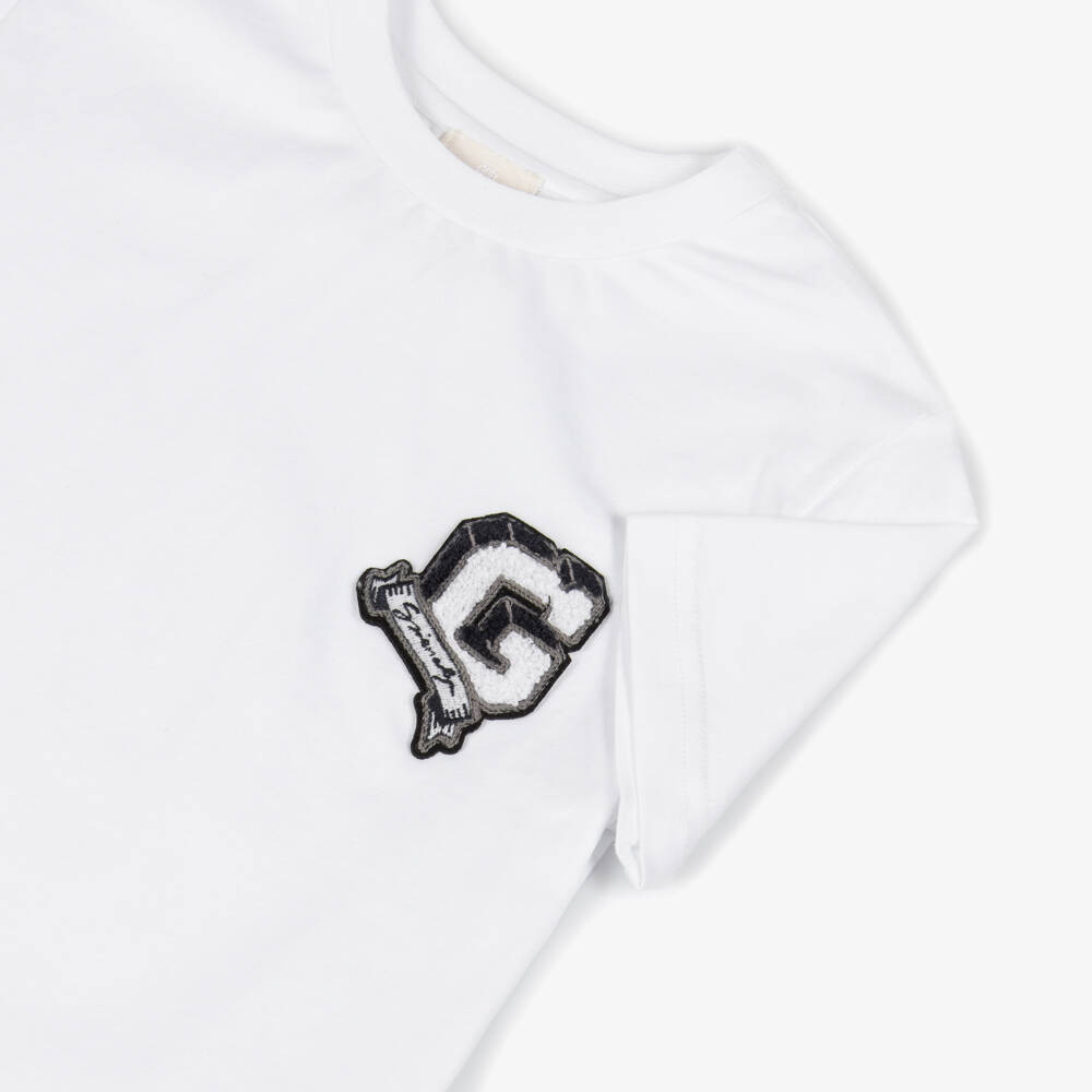 Givenchy-Boys White Cotton Varsity Logo T-Shirt | Childrensalon Outlet