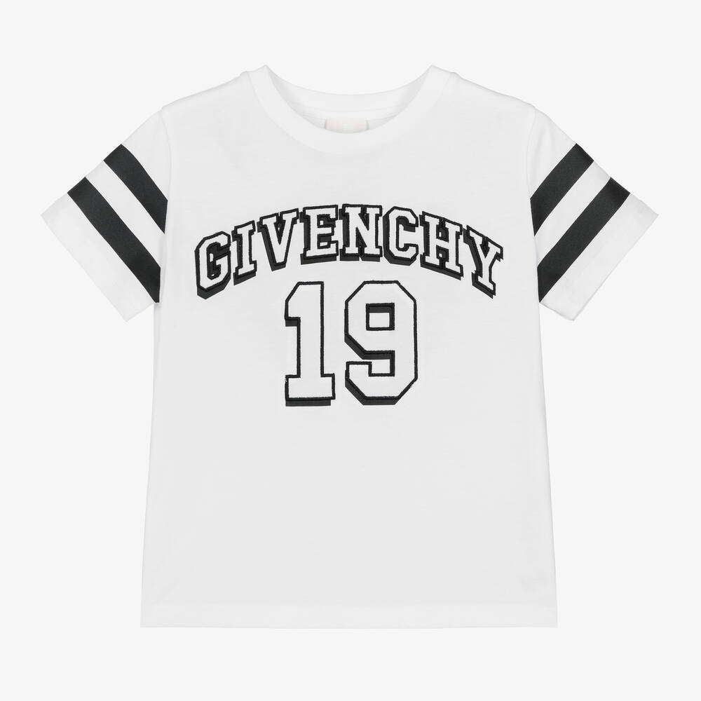 Givenchy Boys White Cotton Varsity T Shirt Childrensalon Outlet