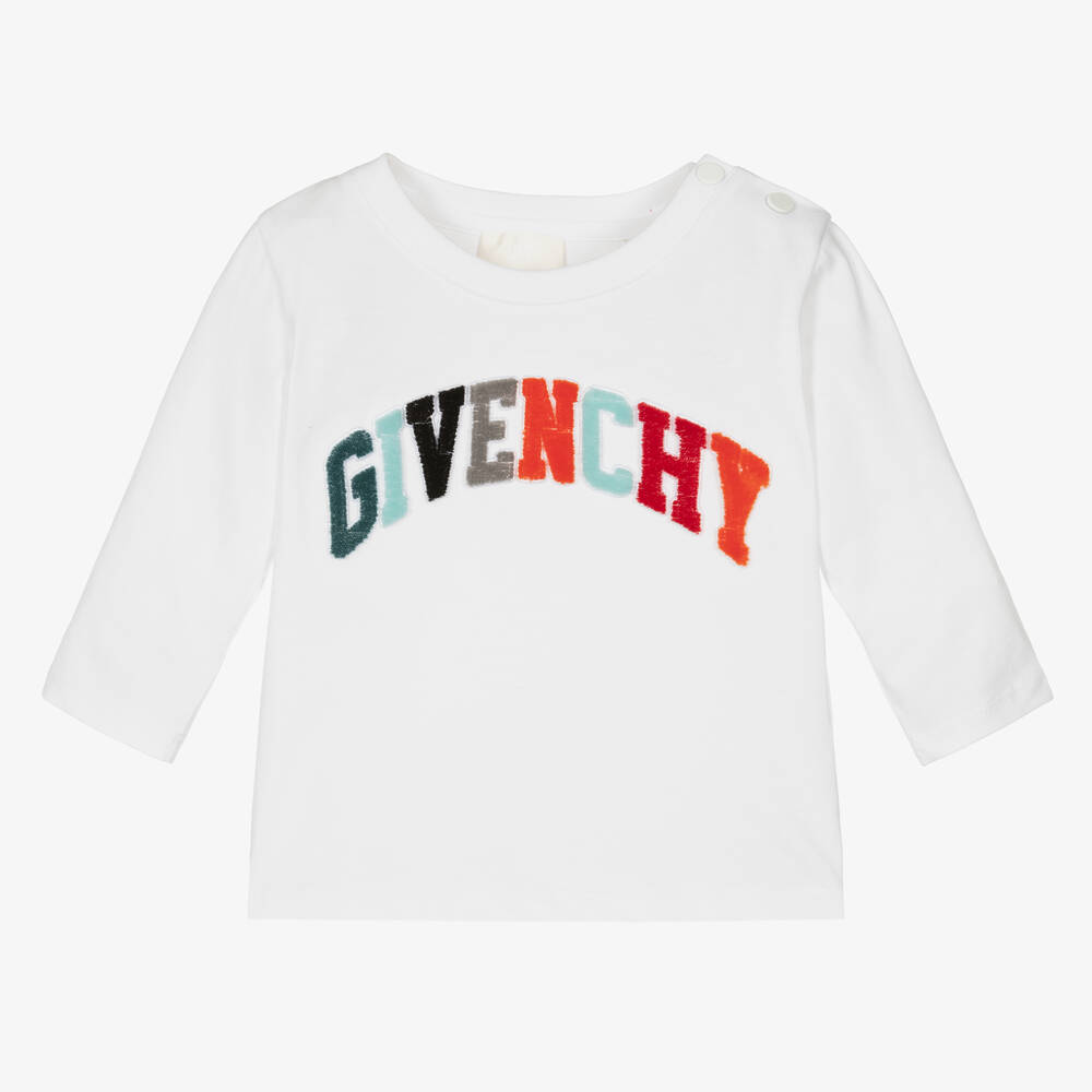 Givenchy - Boys White Cotton Varsity Top | Childrensalon