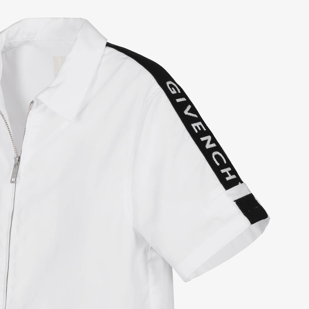 Givenchy-Boys White Cotton Zip-Up Shirt | Childrensalon Outlet