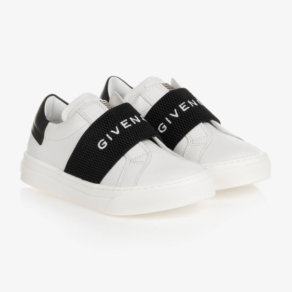 Givenchy - Boys White Leather 4G Trainers | Childrensalon
