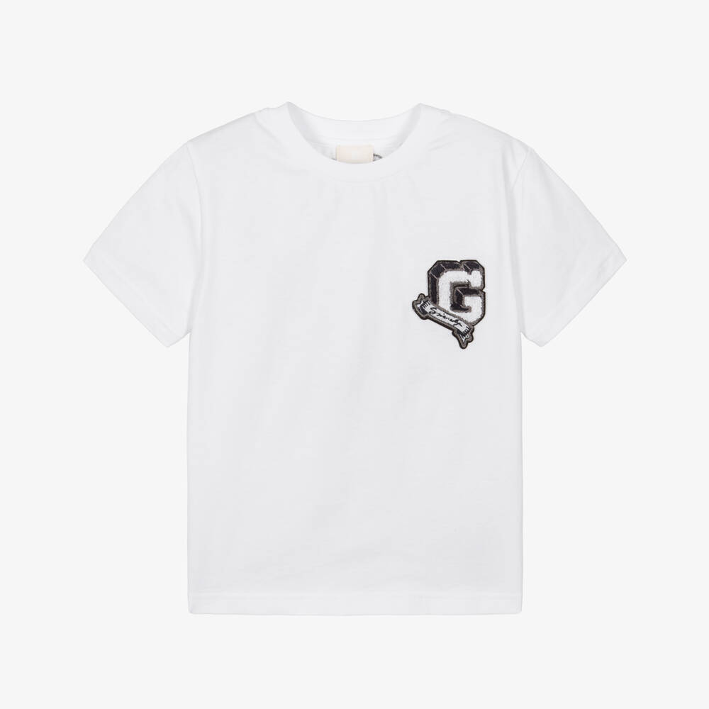 Givenchy-Boys White Monogram Tee | Childrensalon Outlet