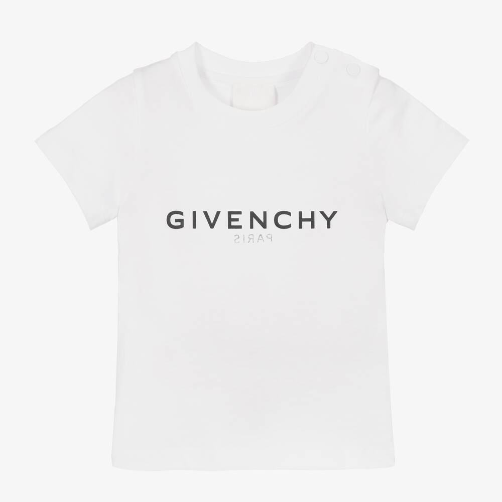 Givenchy - تيشيرت أطفال ولادي قطن لون أبيض | Childrensalon