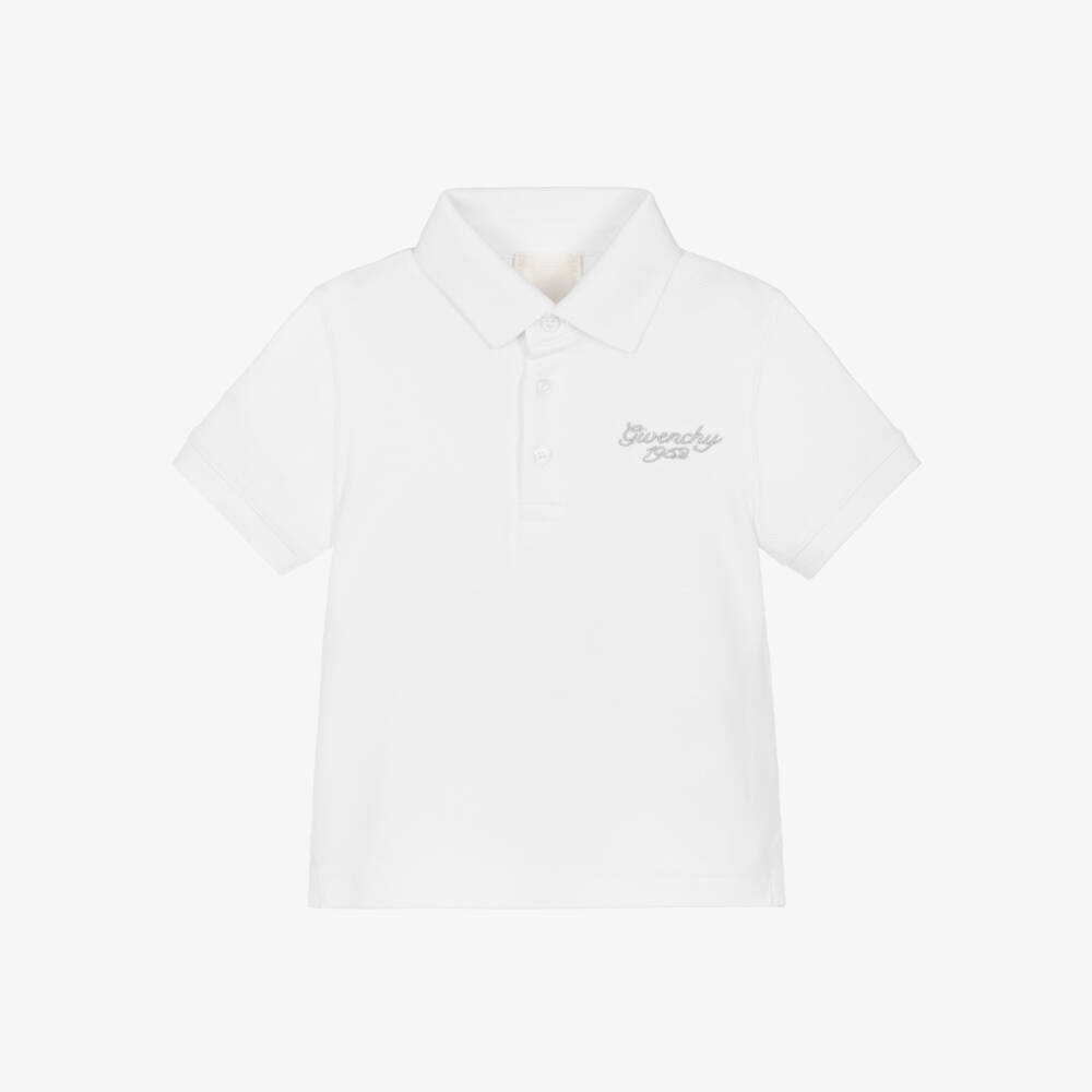 Givenchy-Boys White Scripted Polo Top | Childrensalon Outlet