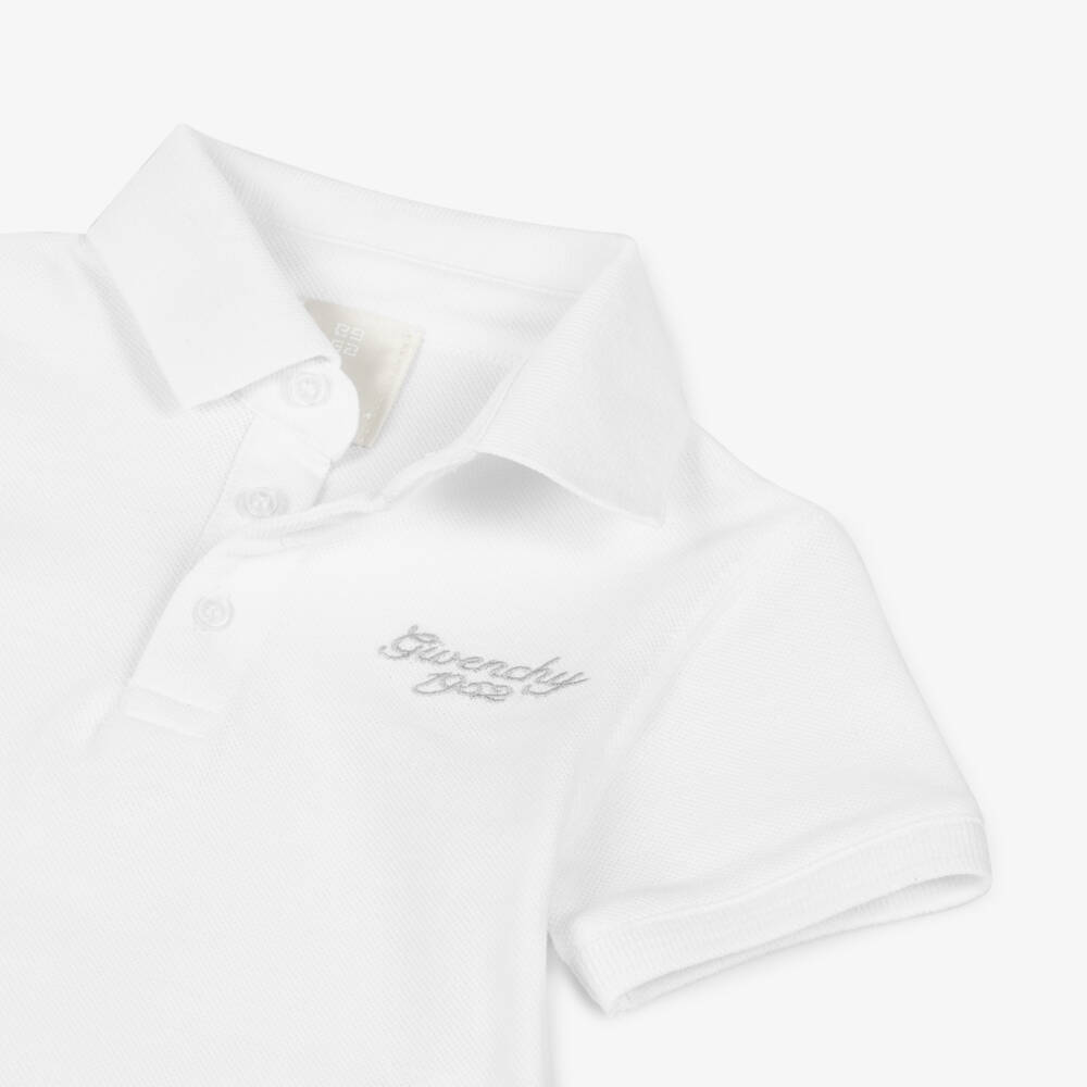 Givenchy-Boys White Scripted Polo Top | Childrensalon Outlet