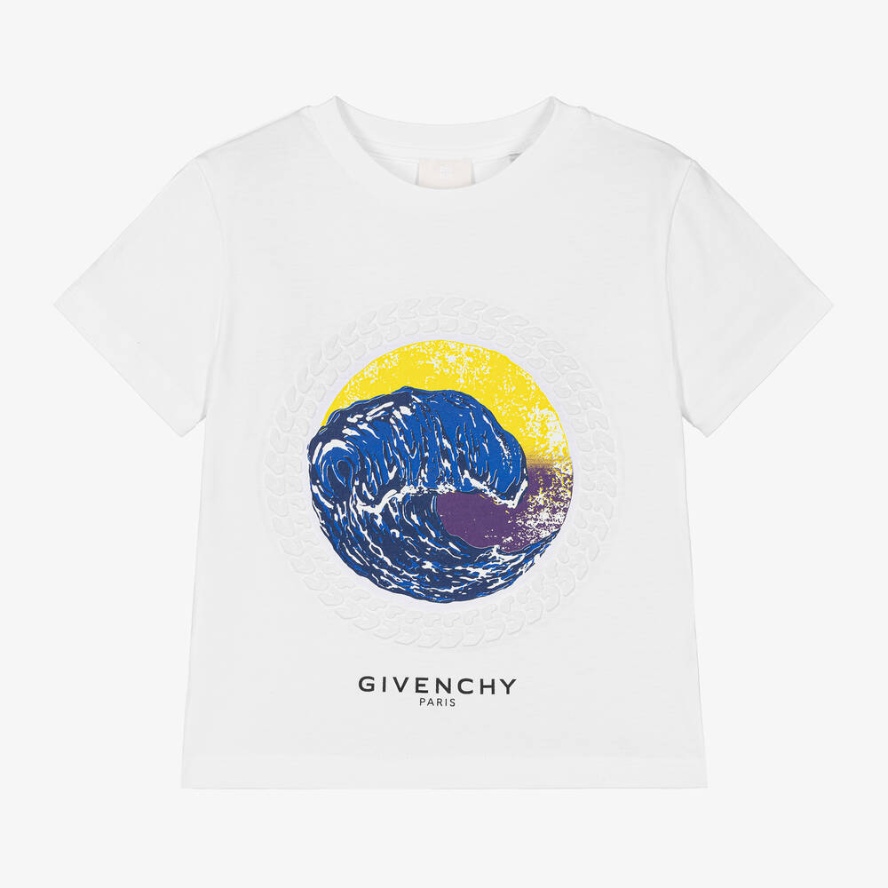 Givenchy - Weißes T-Shirt mit Wellen-Print | Childrensalon