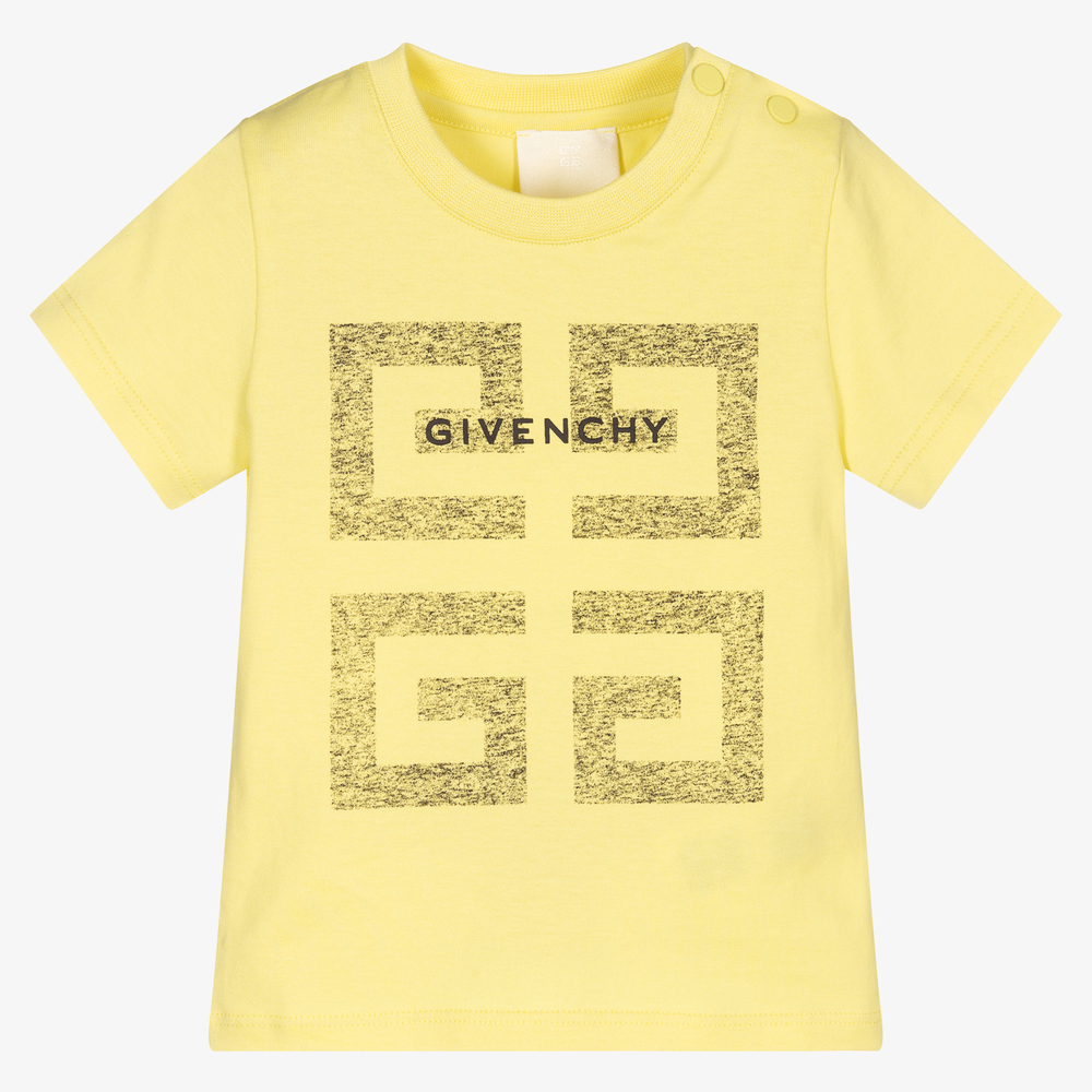 Givenchy-Boys Yellow 4G Logo T-Shirt | Childrensalon Outlet