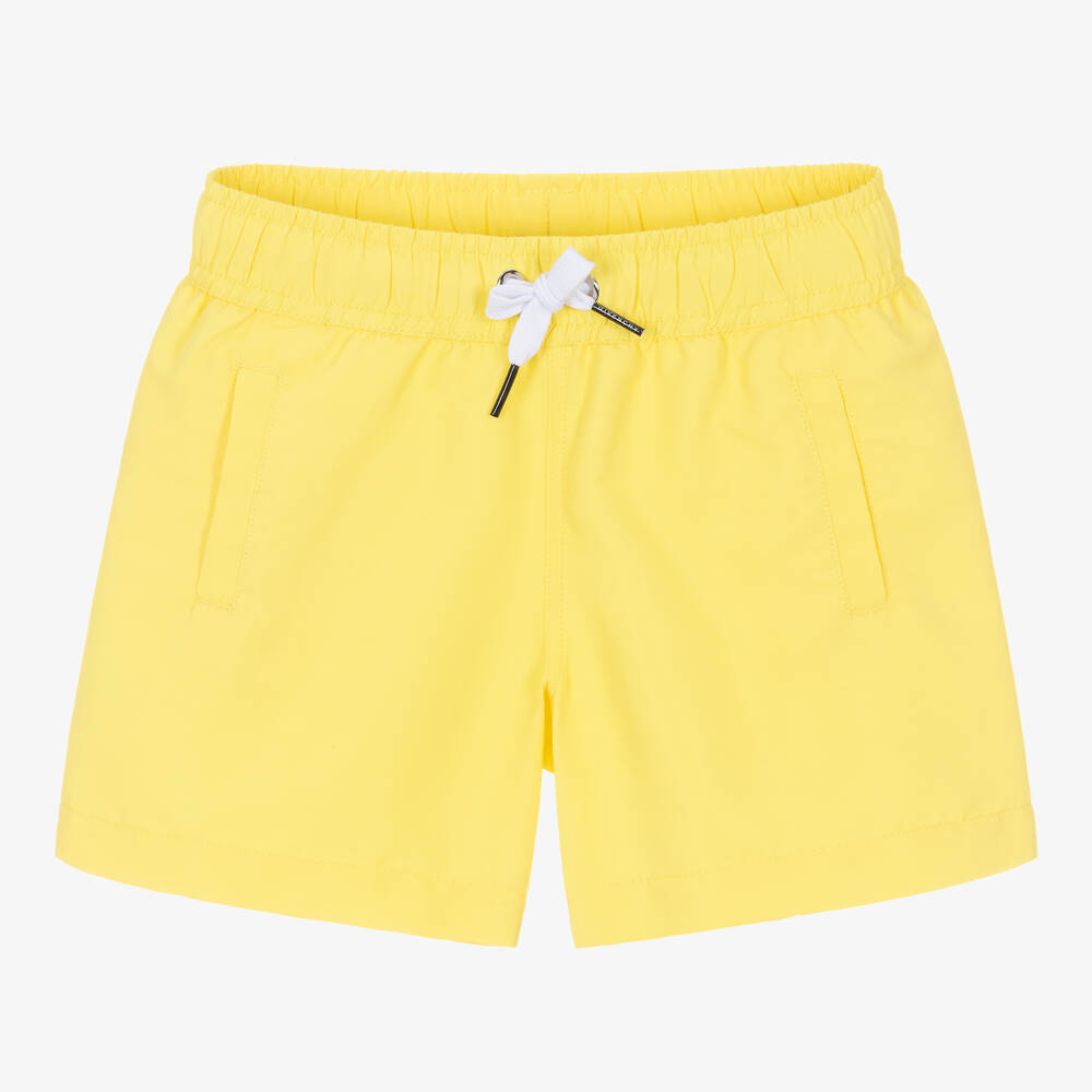 Givenchy - Boys Yellow Paint Logo Swim Shorts | Childrensalon