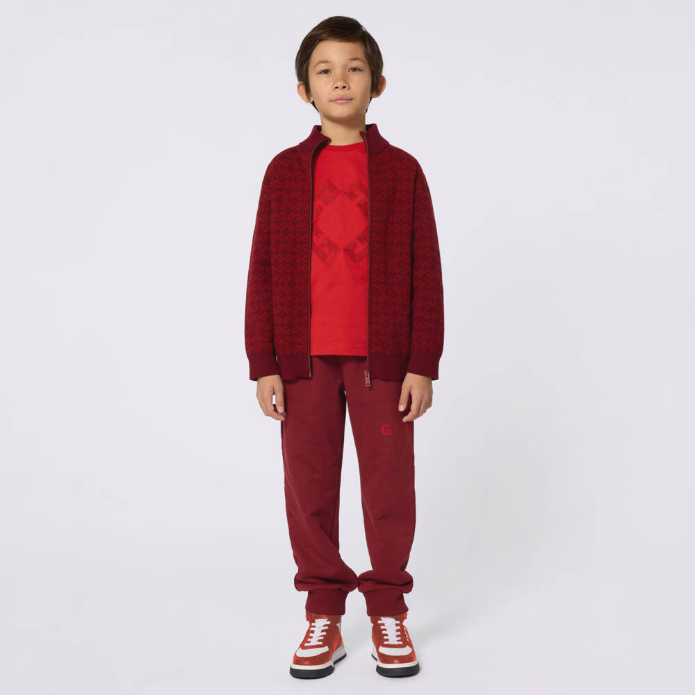 Givenchy-Бордовые джоггеры из хлопкового микса | Childrensalon Outlet
