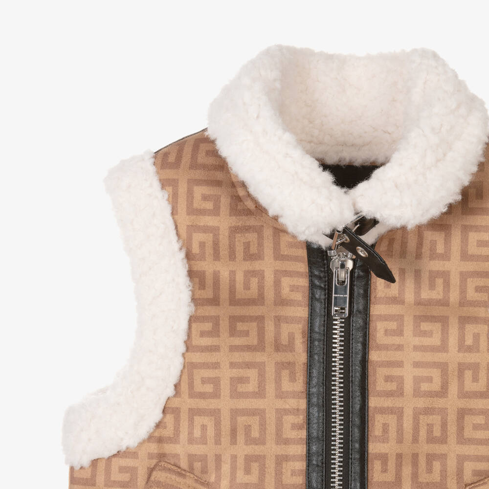 Givenchy-Girls Beige Sherpa Fleece Vest | Childrensalon Outlet