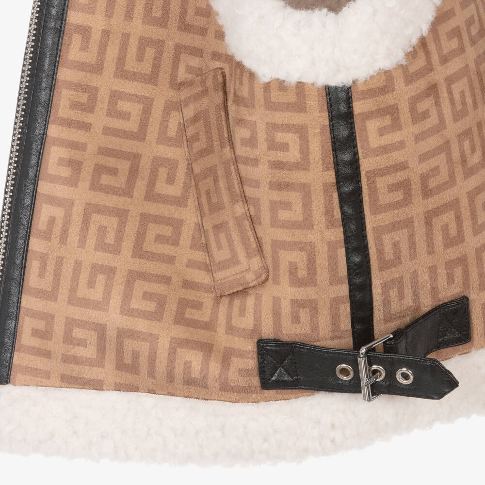 Givenchy-Girls Beige Sherpa Fleece Vest | Childrensalon Outlet
