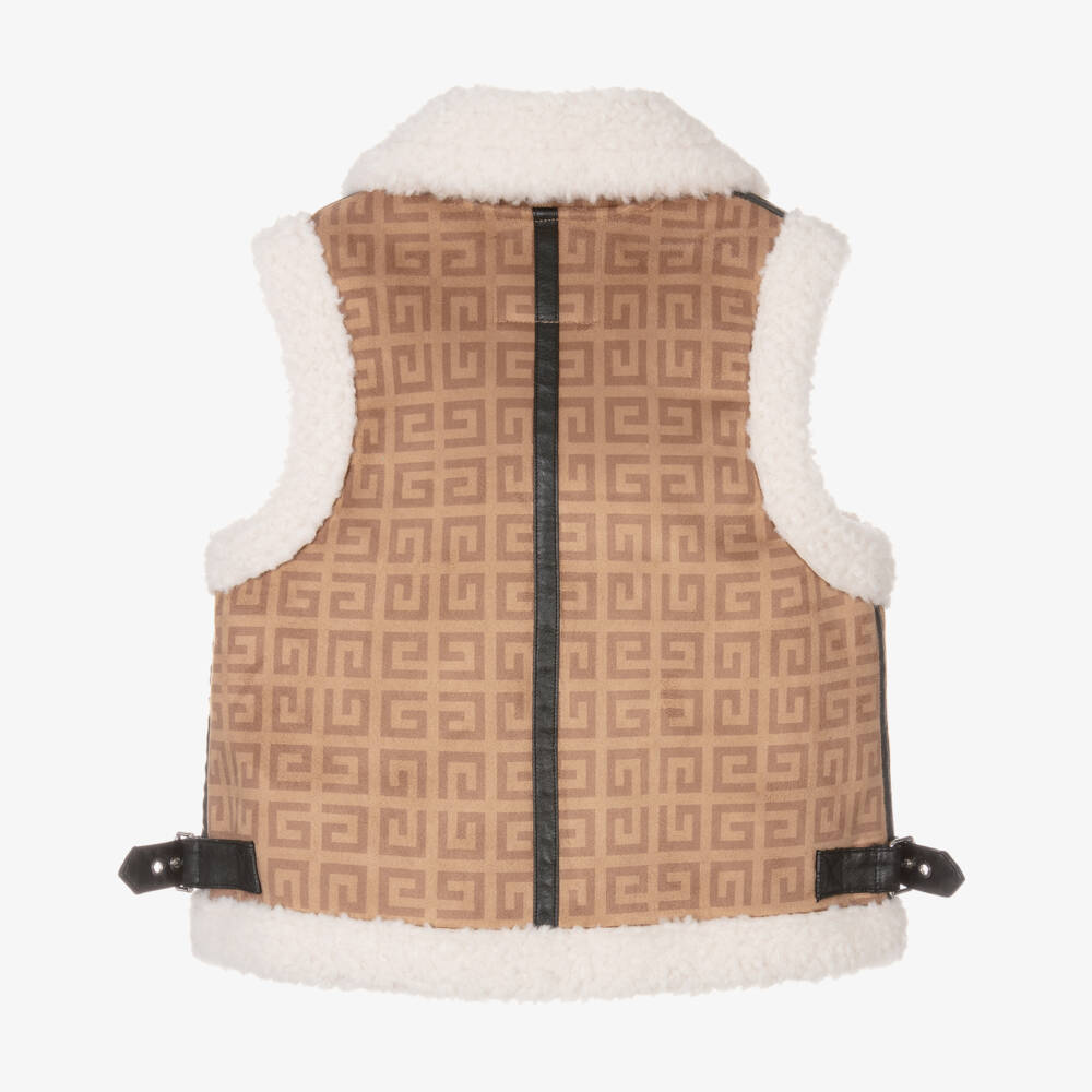 Givenchy-Girls Beige Sherpa Fleece Vest | Childrensalon Outlet