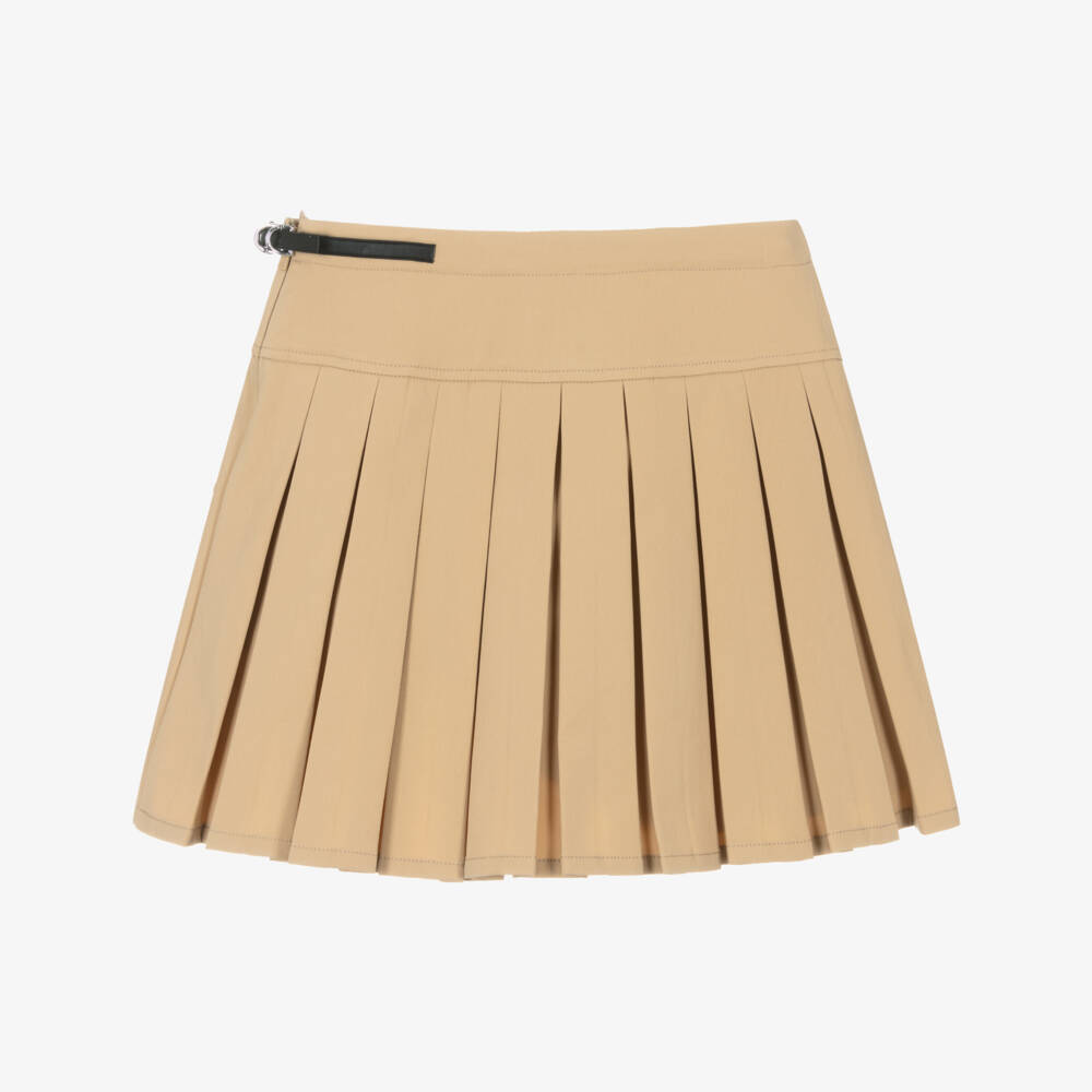 Givenchy-Girls Beige Twill Pleated Skirt | Childrensalon Outlet