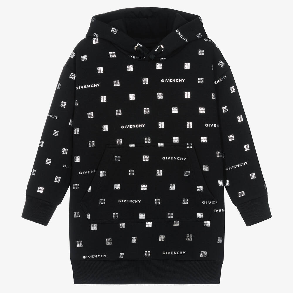 Givenchy - Robe noire en coton 4G fille | Childrensalon