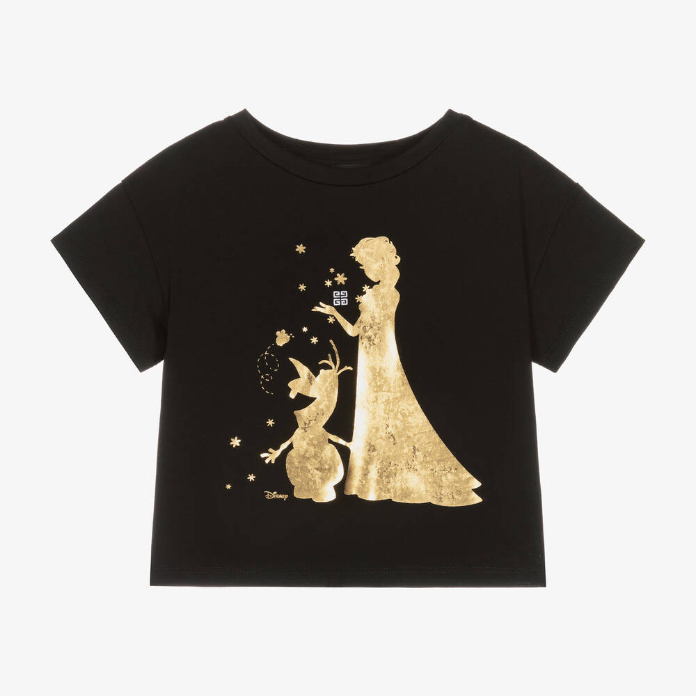 Givenchy-Girls Black Cotton Disney T-Shirt | Childrensalon Outlet