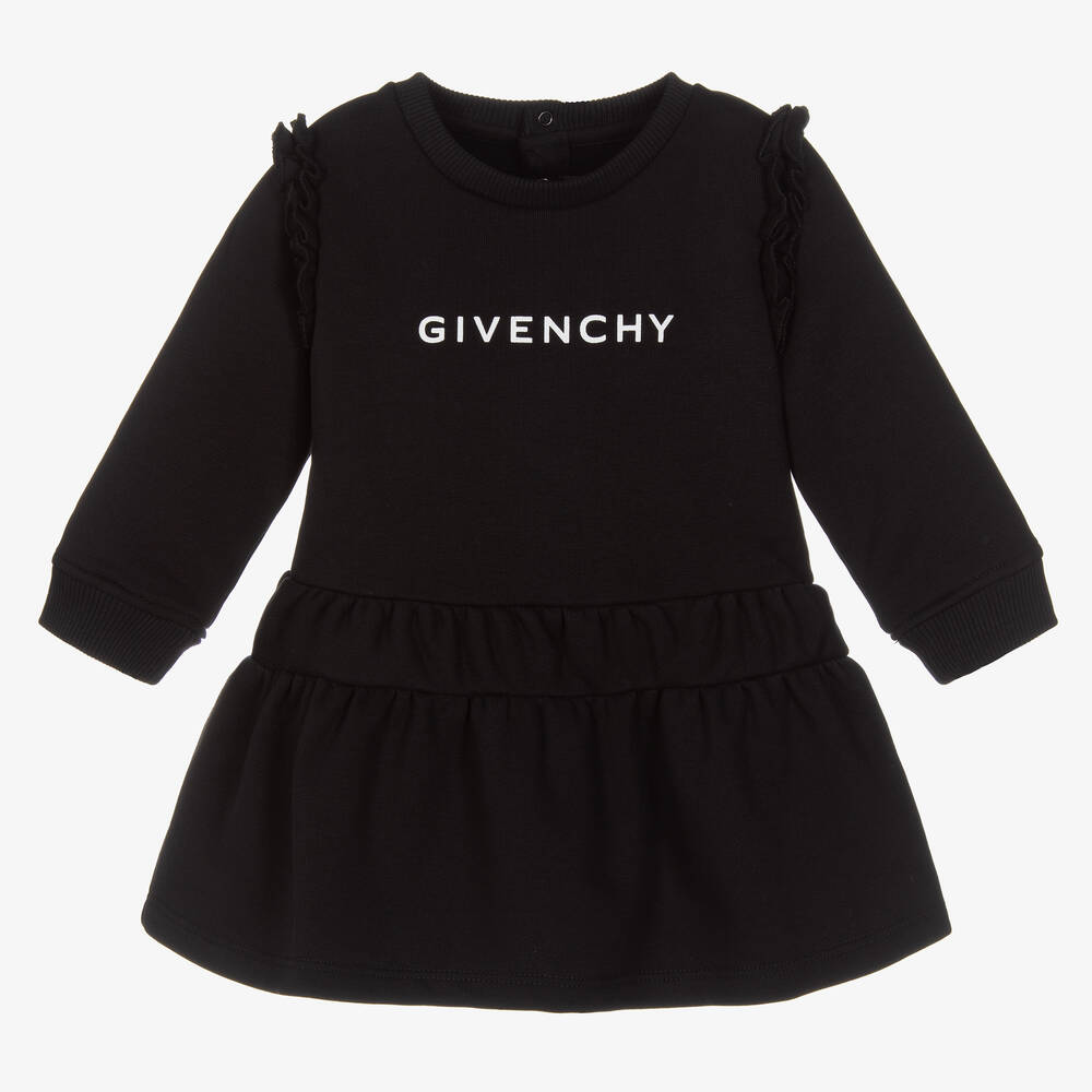 Givenchy - فستان أطفال بناتي قطن جيرسي لون أسود | Childrensalon