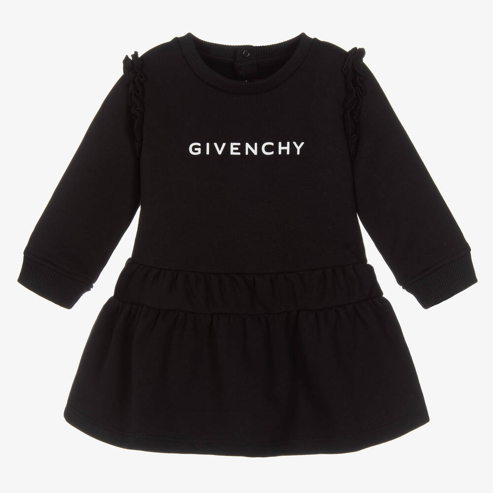 Givenchy Robe noire en jersey de coton Fille Childrensalon Outlet