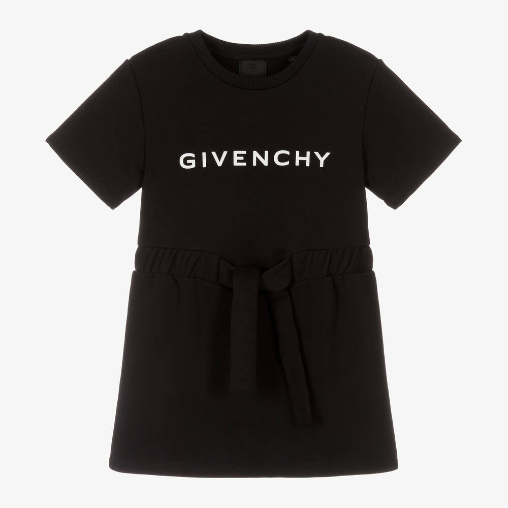 Givenchy-Girls Black Cotton Jersey Dress | Childrensalon Outlet