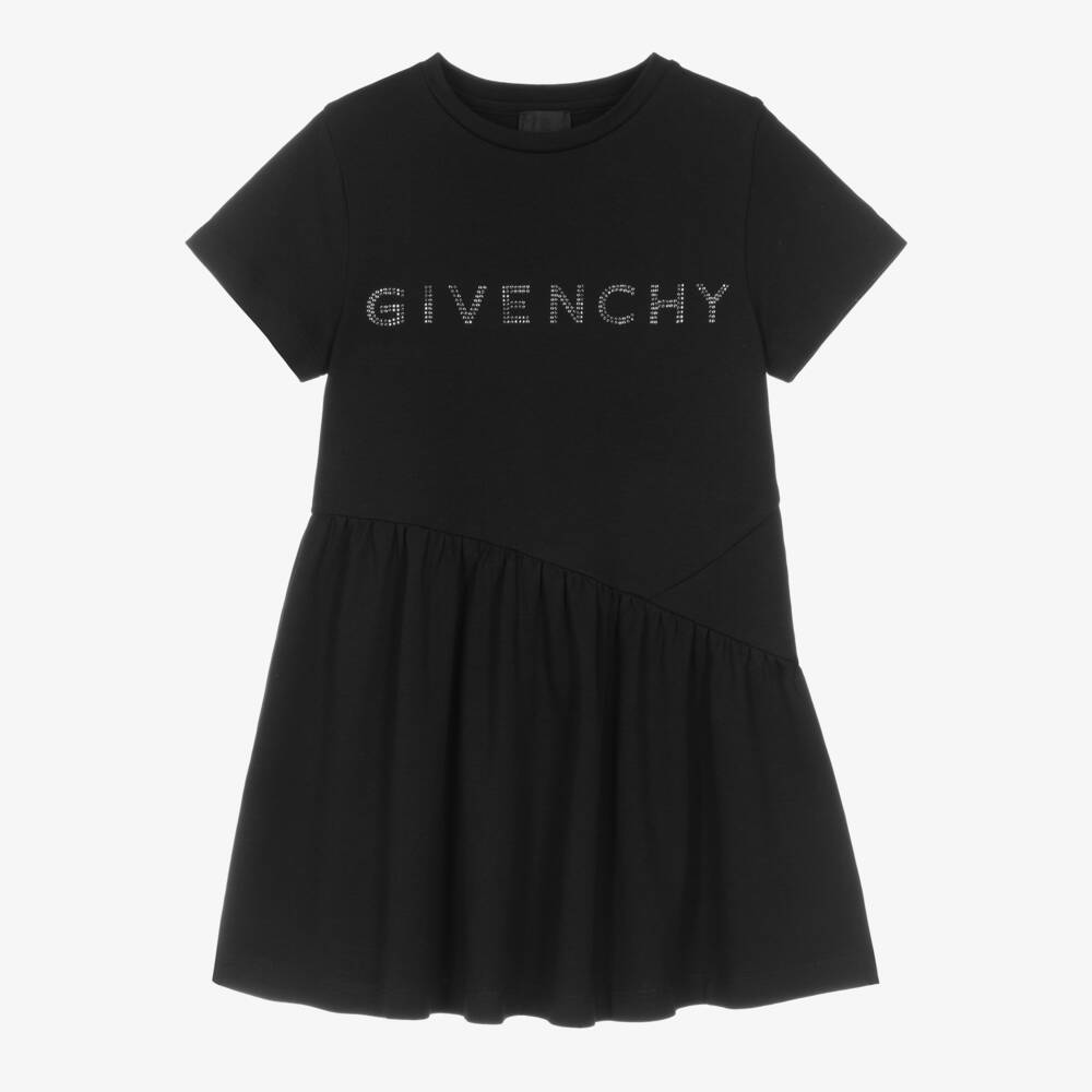 Givenchy-Girls Black Cotton Jersey Dress | Childrensalon Outlet