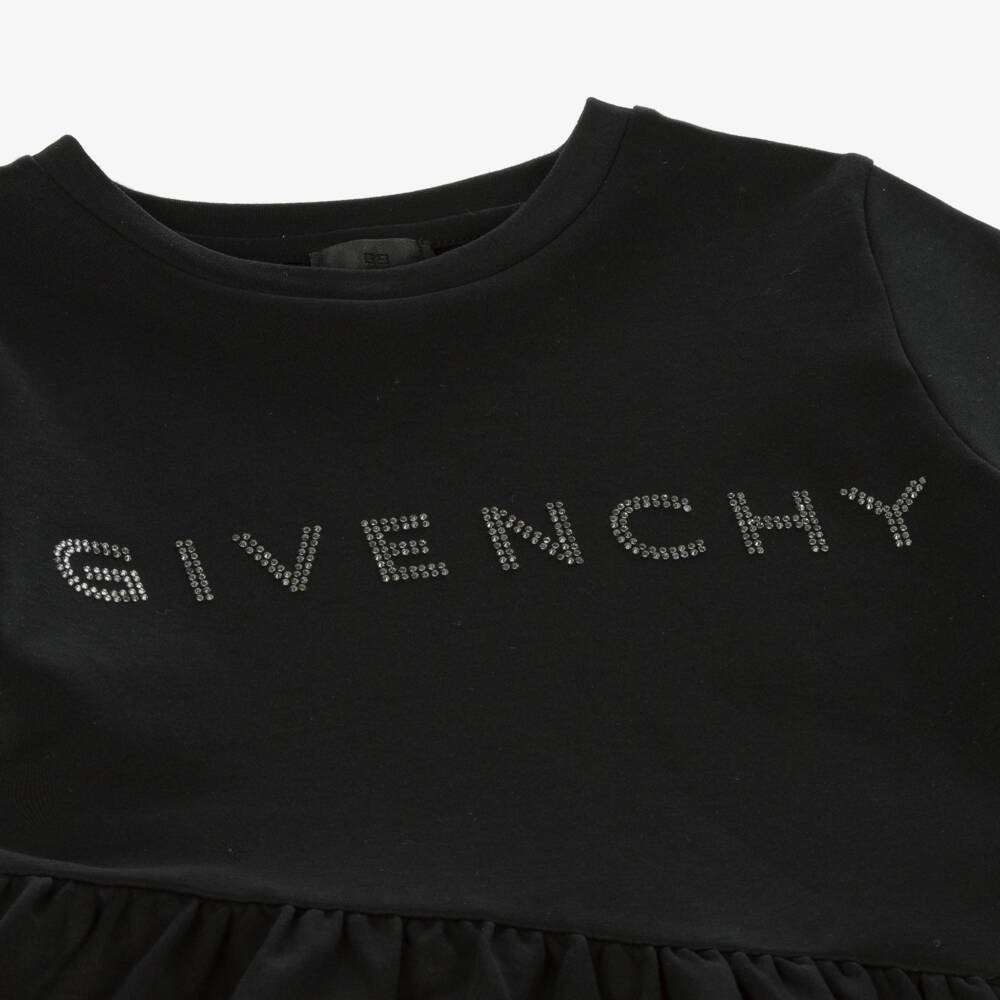 Givenchy-Girls Black Cotton Jersey Dress | Childrensalon Outlet