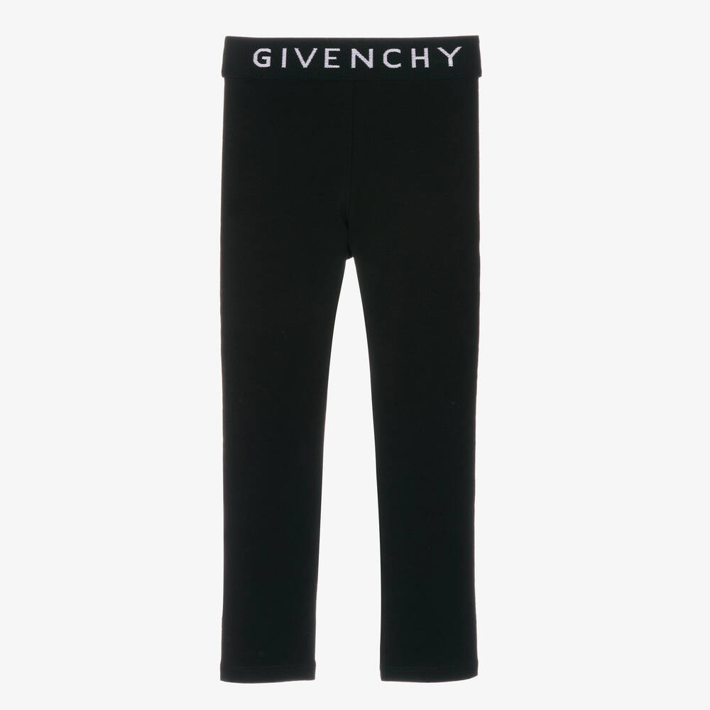 Givenchy - Girls Black Cotton Logo Leggings | Childrensalon