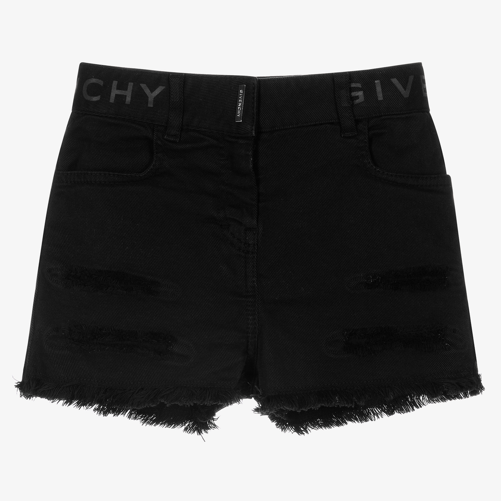 Givenchy Girls Black Cotton Logo Shorts Childrensalon Outlet