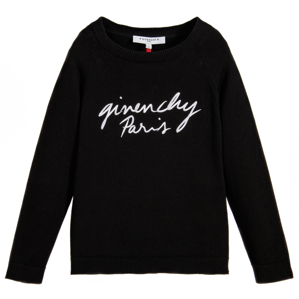 Givenchy - Girls Black Cotton Sweater | Childrensalon