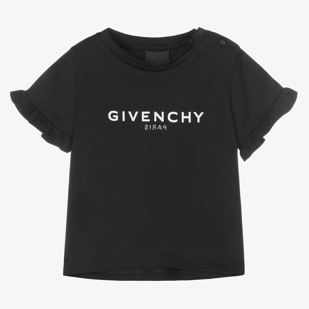 Givenchy - Girls Black Cotton T-Shirt | Childrensalon