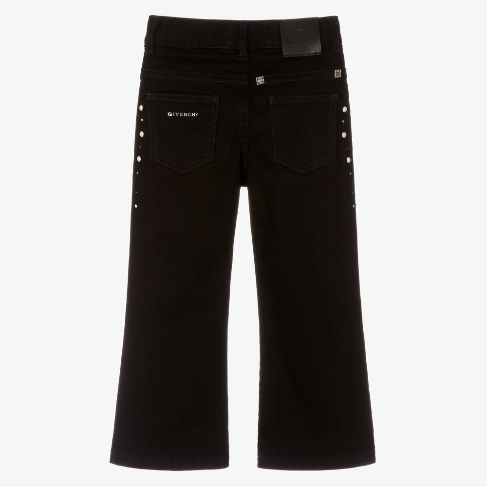 Givenchy-Girls Black Denim Swarovski Jeans | Childrensalon Outlet